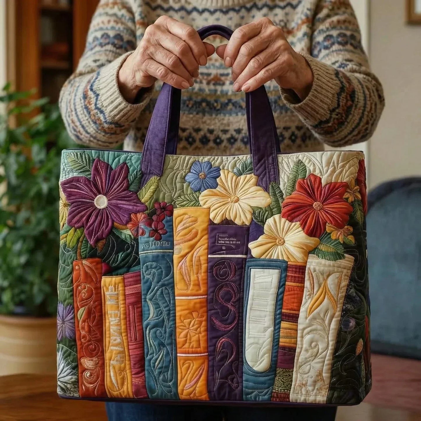Torba tote z pikowaniem - dla miłośników książek
