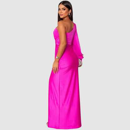 Meda - Elegancka maxi sukienka na jedno ramię