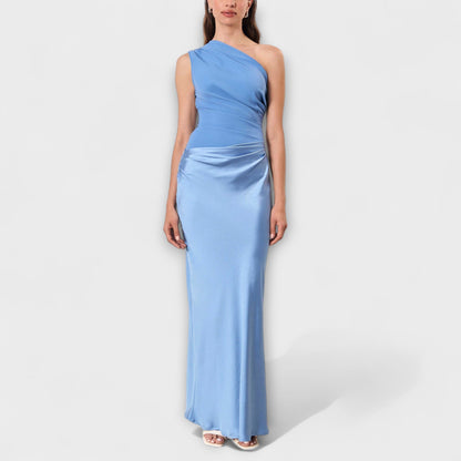 Elegancka maxi sukienka na jedno ramię