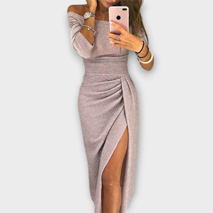 Lena - Elegancka sukienka z odkrytymi ramionami