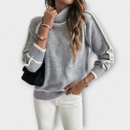 Joanna – Sweter Casual z Wysokim Kołnierzem