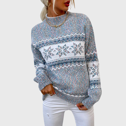 Karolina - Jasnoniebieski sweter vintage z norweskim wzorem