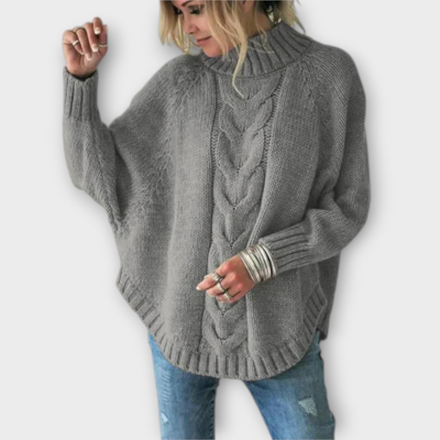 Magda – Sweter z Motywem Warkocza