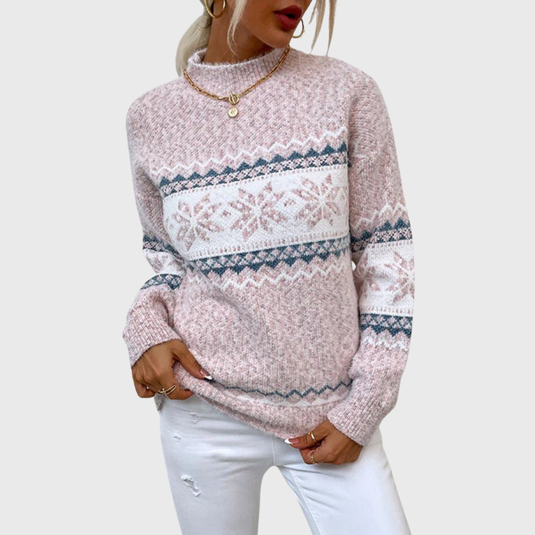 Karolina - Jasnoniebieski sweter vintage z norweskim wzorem