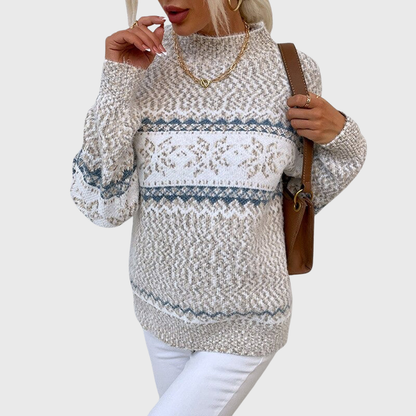 Karolina - Jasnoniebieski sweter vintage z norweskim wzorem