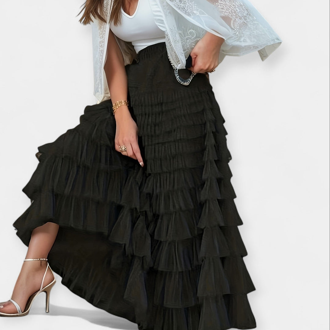 Kristýna - Elegancka Spódnica z Tiulowym Dekoracyjnym Detalem