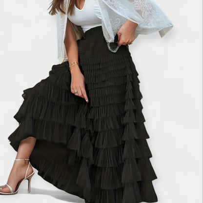 Kristýna - Elegancka Spódnica z Tiulowym Dekoracyjnym Detalem
