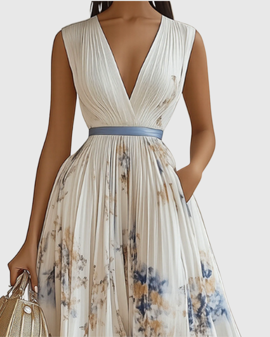 Zuzanna - Elegancka Maxi Sukienka z Faldami