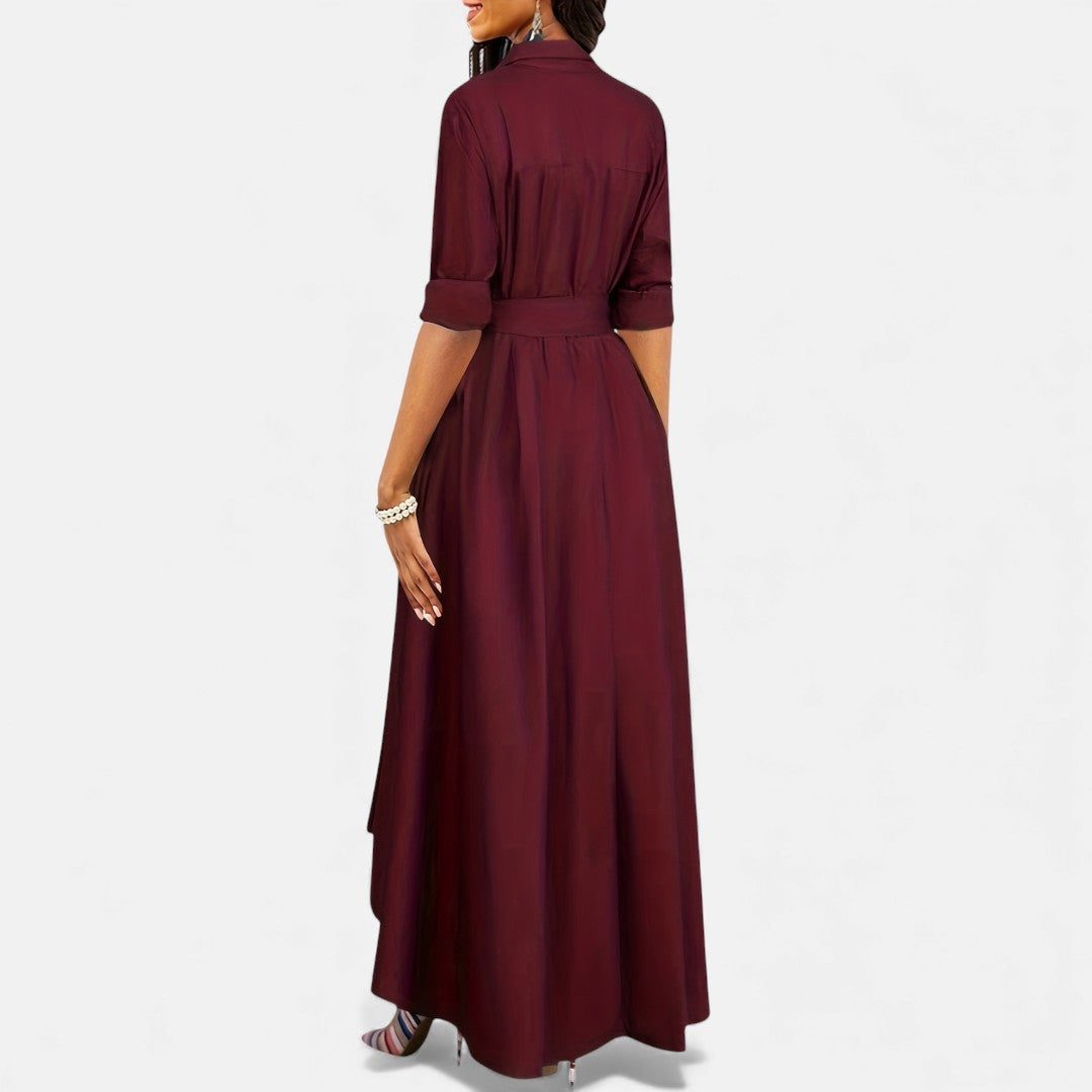 Weronika - Elegancka Sukienka Maxi z Guzikami