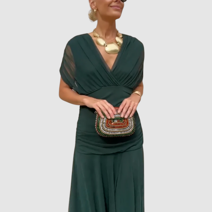Lucie - Elegancka sukienka z dekoltem w kształcie V