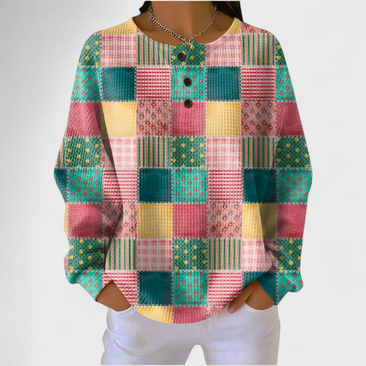 Agata | Sweter z kolorowym wzorem patchwork