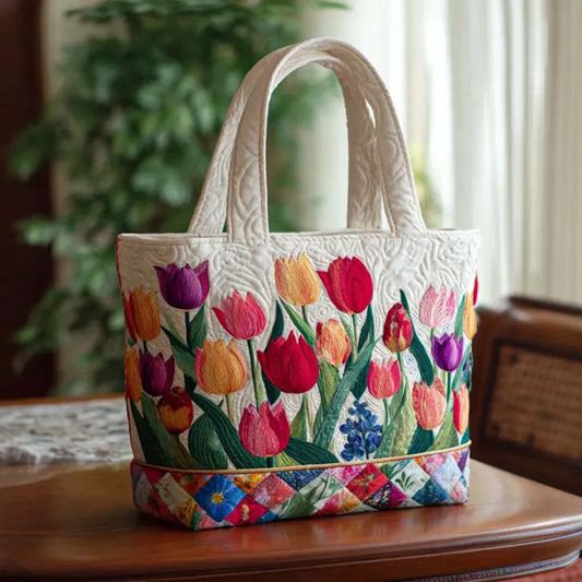 Torba typu quilted w kształcie tulipana