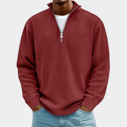 Martin – Męski sweter z polo zamkiem
