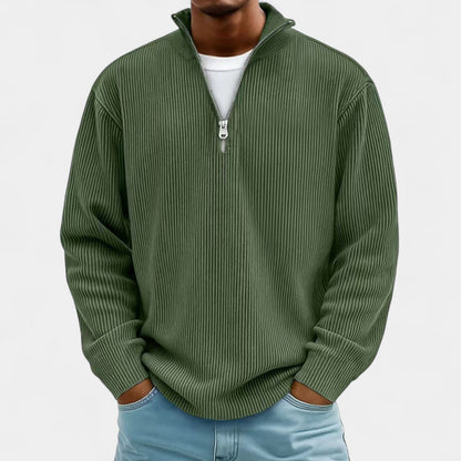 Martin – Męski sweter z polo zamkiem