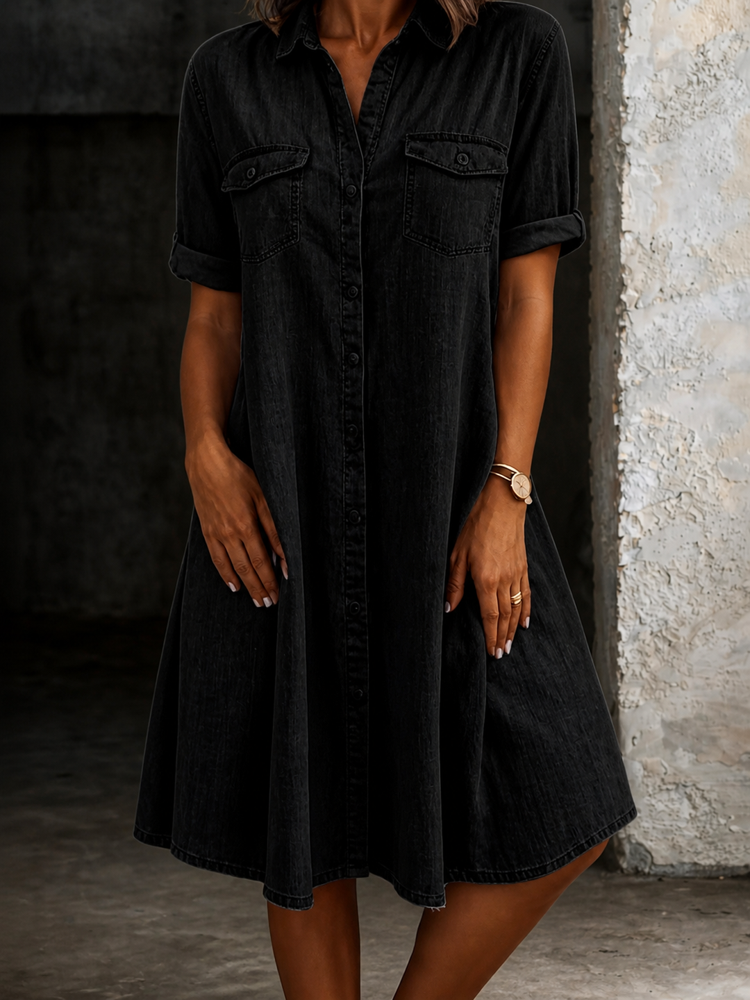 Patricia | Midi Sukienka w Stylu Denim Casual
