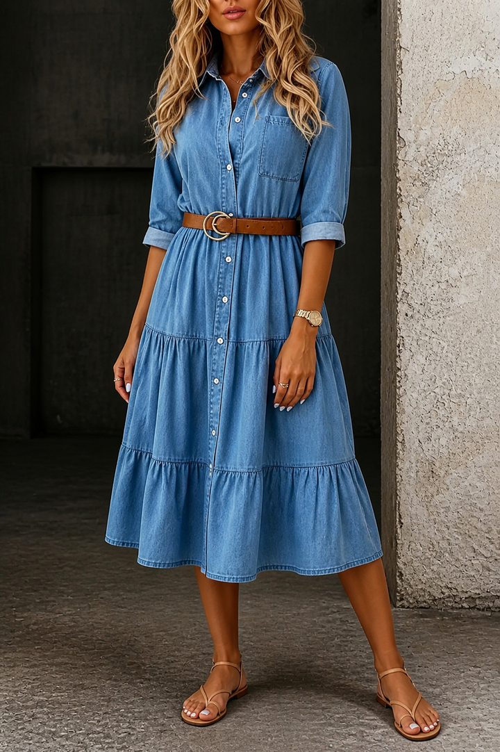 Barbara | Casual Elegancka Sukienka Dżinsowa