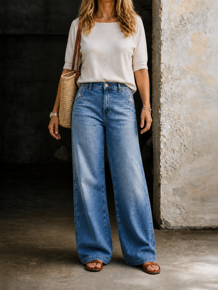 Madie | Vintage Jeansy z Wysokim Stanem