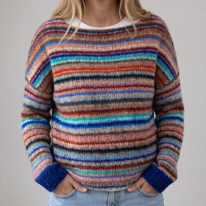 Helena - Kolorowy retro sweter w paski