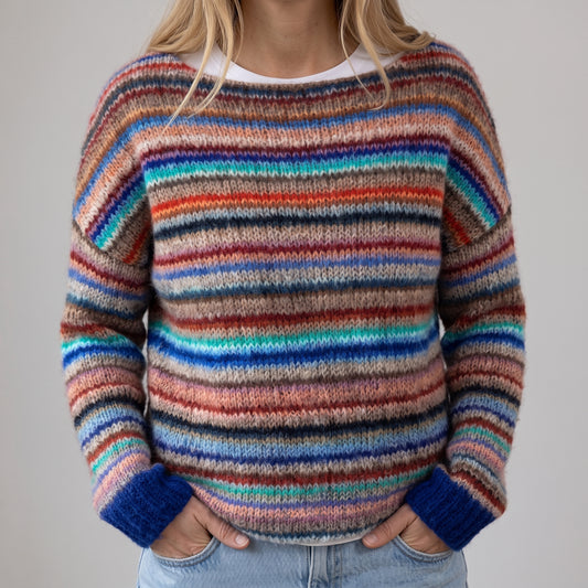 Helena - Kolorowy retro sweter w paski