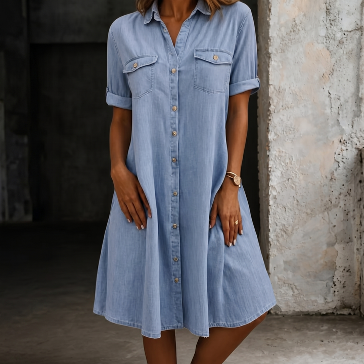 Patricia | Midi Sukienka w Stylu Denim Casual