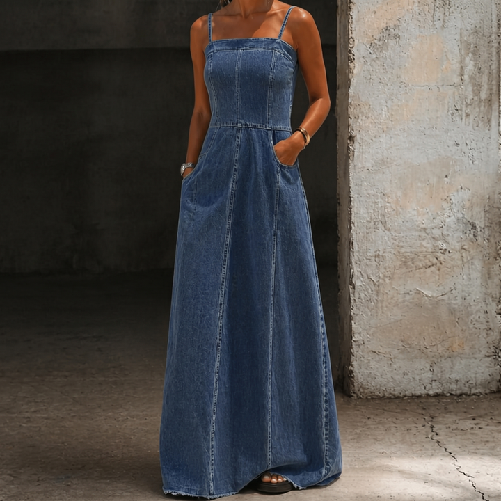 Savannah | Vintage Denim Maxi Dress