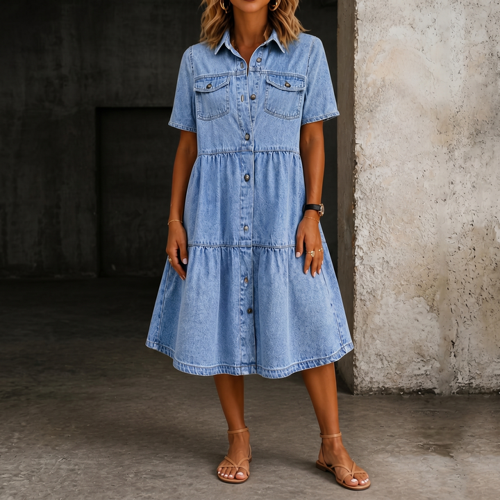 Sophia | Casual Elegancka Sukienka Dżinsowa