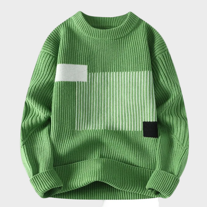 Sweter z Geometrycznym Blokiem Kolorów