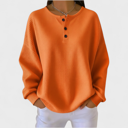 Helena | Pomarańczowy sweter z miękkiej dzianiny waflowej