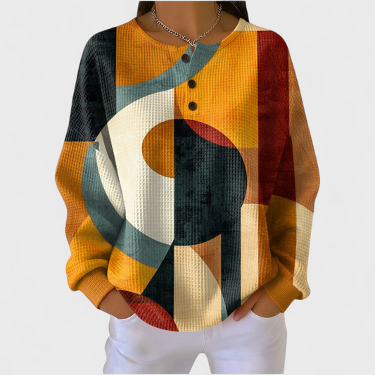 Lena | Sweter z geometrycznym wzorem retro