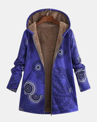 Luna - Granatowa Mandala Fleece Hoodie