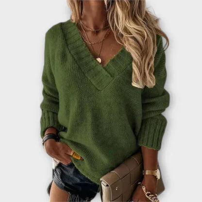 Carolina - Wygodny sweter z dekoltem w serek