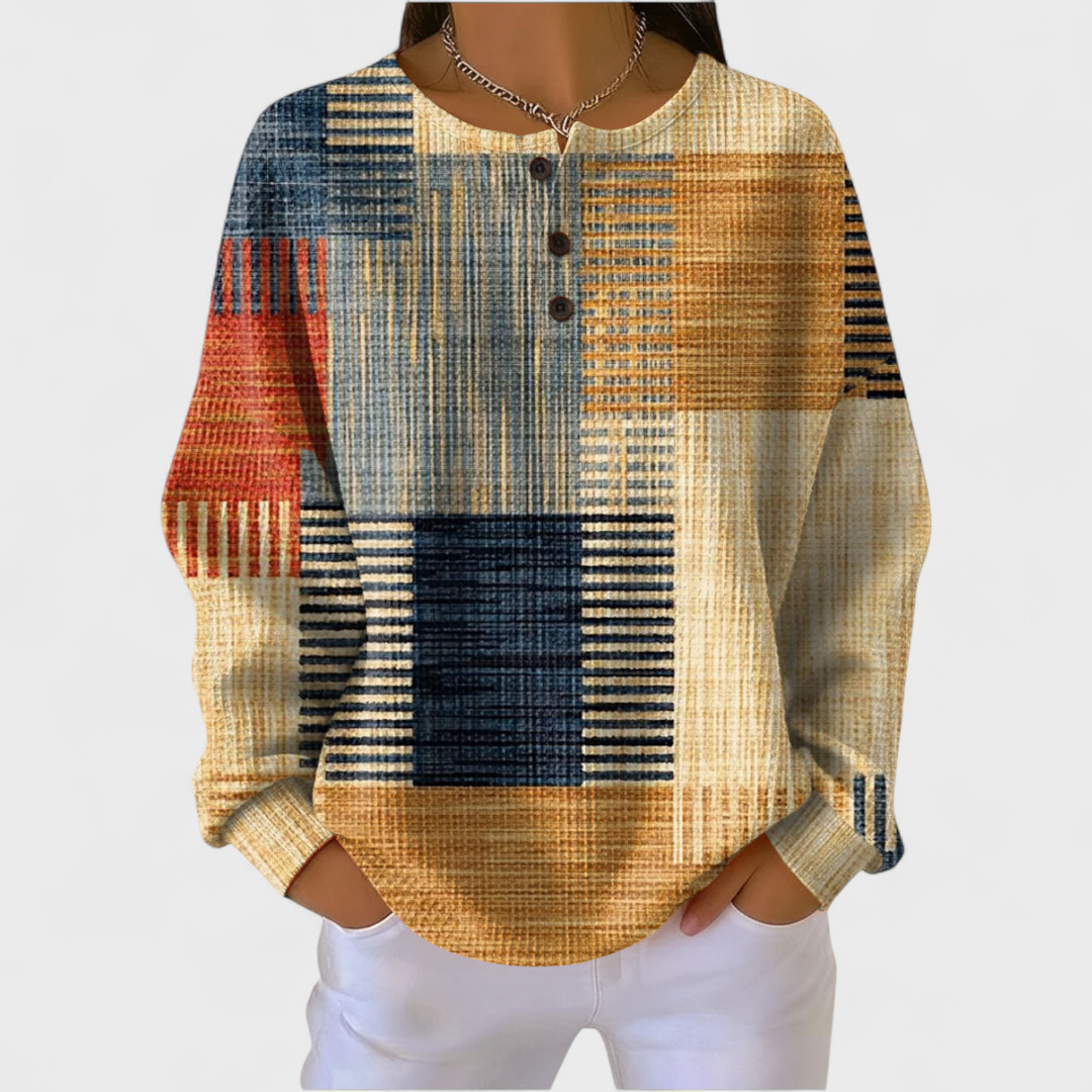 Wanda | Sweter z kolorowym wzorem patchwork