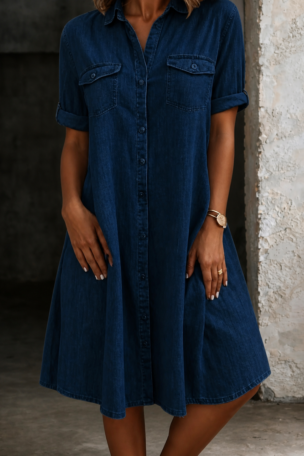 Patricia | Midi Sukienka w Stylu Denim Casual