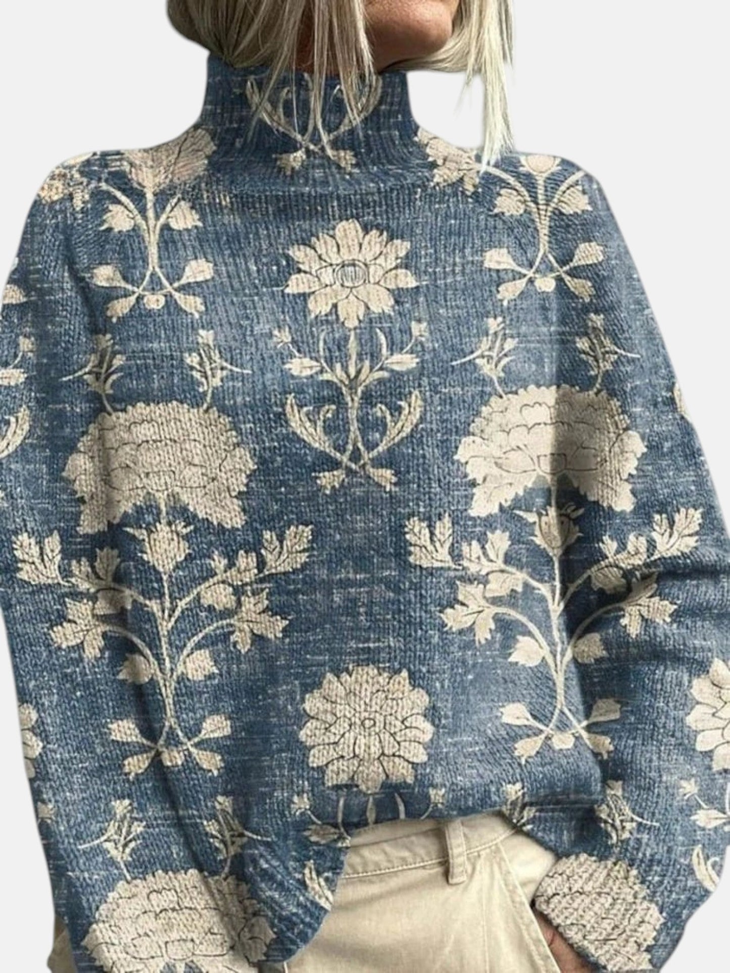 Katarzyna - Sweter z kwiatowym wzorem w stylu vintage