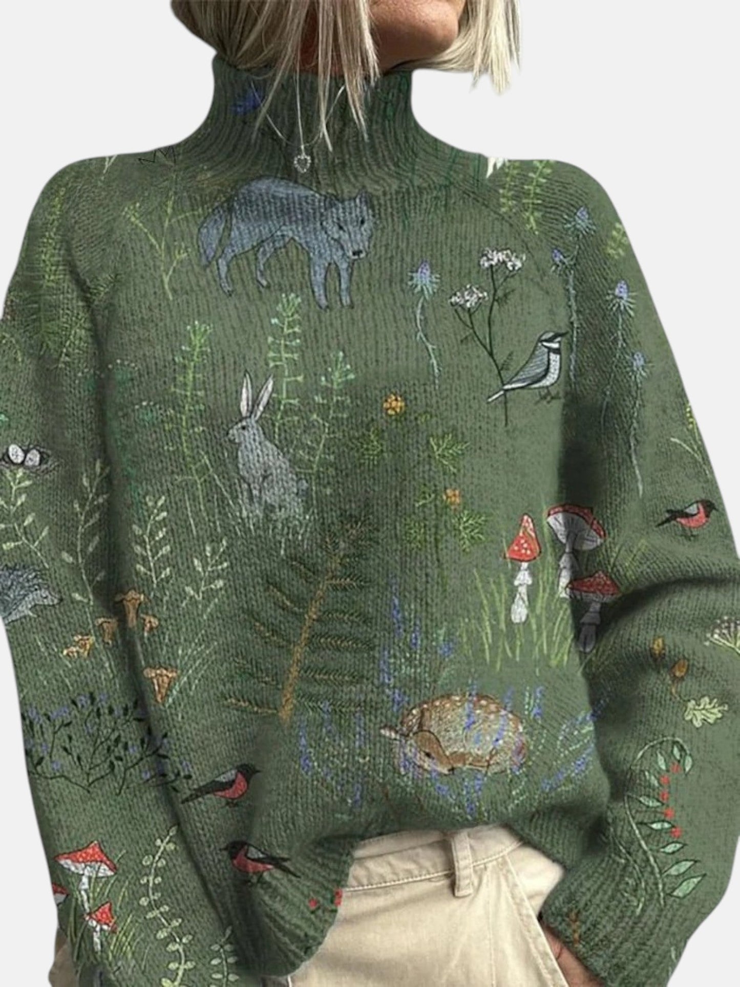 Katarzyna - Sweter z kwiatowym wzorem w stylu vintage