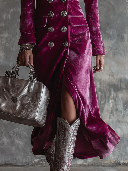 Vera - Welurowa Sukienka Blazer Maxi