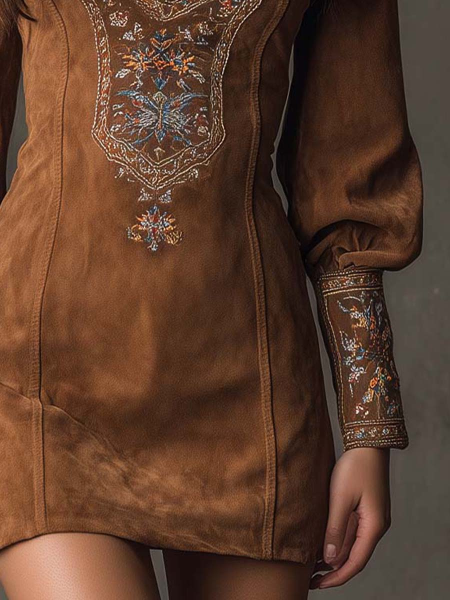 Magda – vintage brązowa sukienka mini