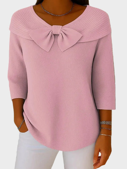 Aline - Miękki i Elegancki Sweter z Kokardą