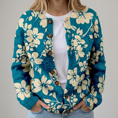 Mathilda - Jesienny Kwiatowy Sweter