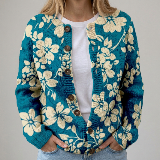 Mathilda - Jesienny Kwiatowy Sweter
