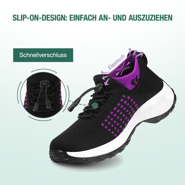 Ambulo Fioletowo-Czarne Ortopedyczne Buty z Dzianiny