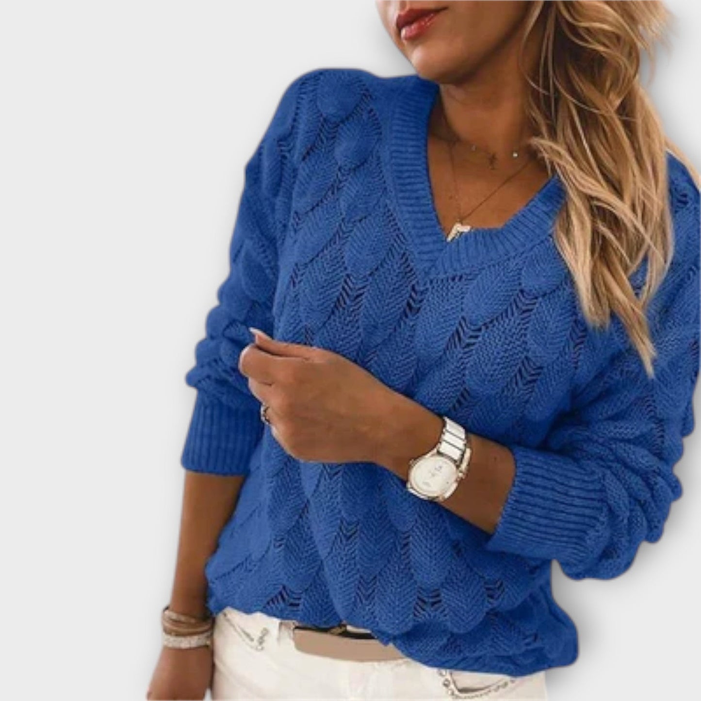 Katarzyna – Sweter z Dekoltem w Serek