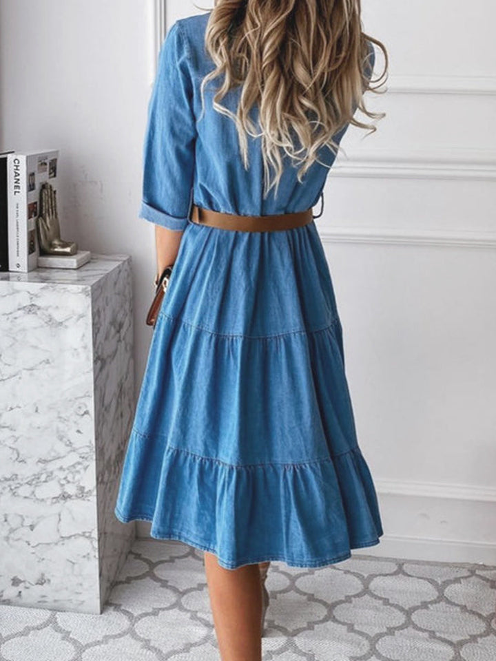 Barbara | Casual Elegancka Sukienka Dżinsowa